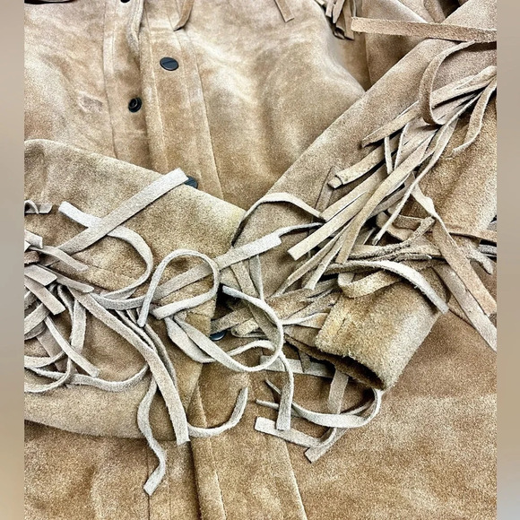 Men’s Suede Leather Fringed Western Jacket size XL - Picture 7 of 14